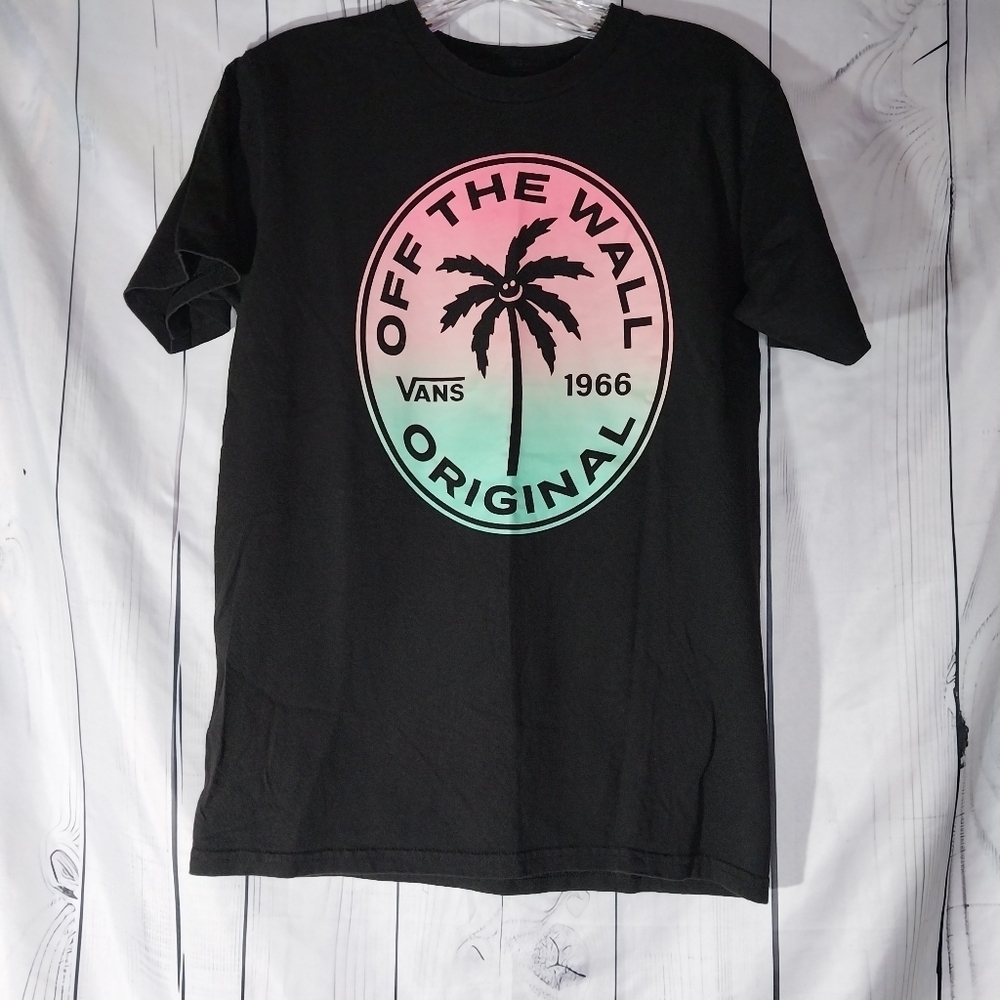 Vans Off The Wall Black T-Shirt with Palm Tree Logo